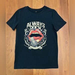 XS black soft blend Always Rock : Just for Rock & Roll t shirt.